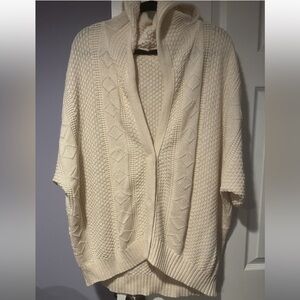 Free People Hooded Cable Knit Cream Cardigan